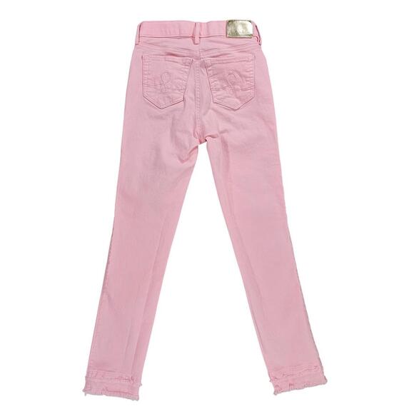 Lilly Pulitzer Pink South Ocean High Rise Skinny Jeans 00 Fringe Hem - Picture 6 of 10